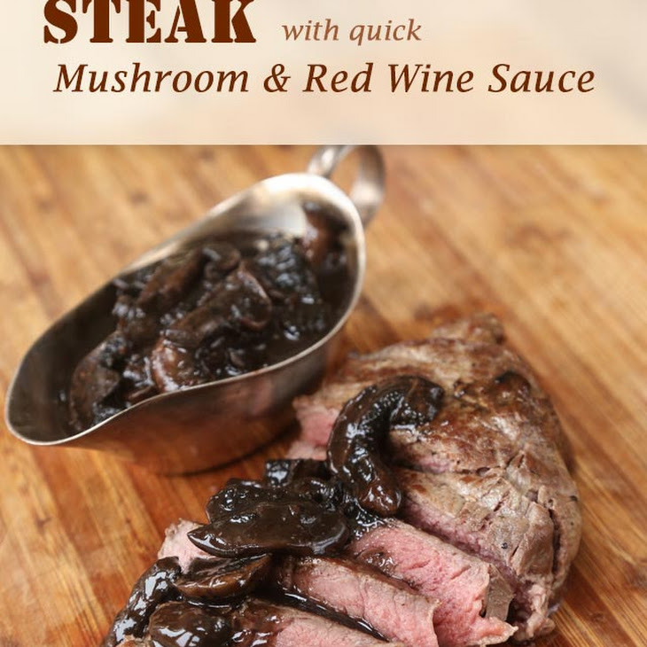 Steak with Quick Mushroom & Red Wine Sauce KetoRecipes